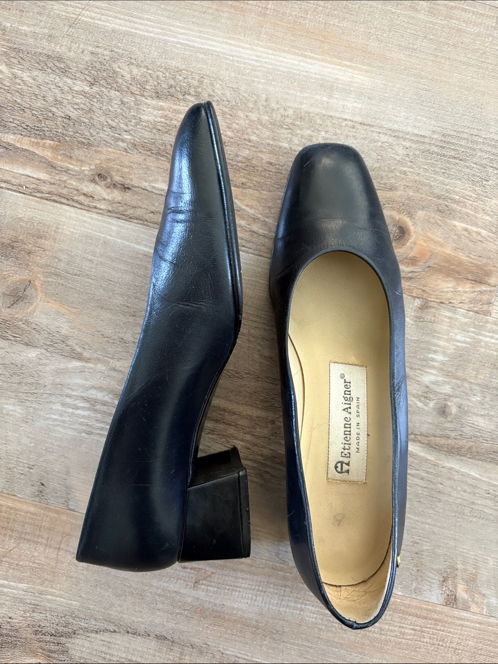 Vintage Etienne Aigner Women's Black Block Heel Pumps - Size 6M